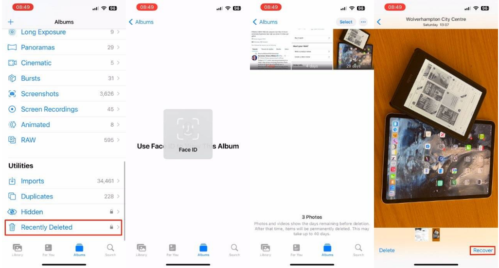 郁南苹果14维修分享 iPhone14 上恢复已删除的照片 