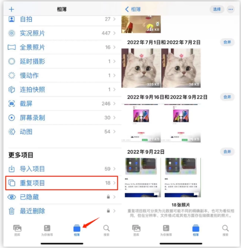 郁南苹果手机维修分享iOS 16 中相册重复项目功能使用方法 