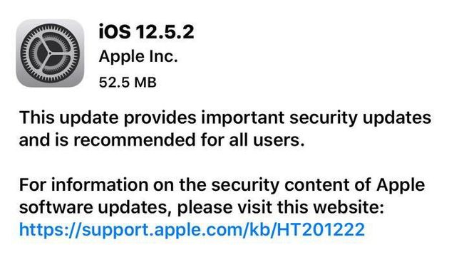 郁南苹果手机维修分享iOS12.5.2发布，建议所有老苹果用户安装 